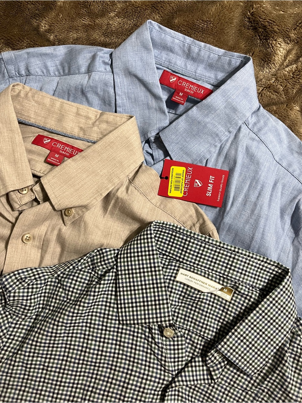 Hart Schaffner Marx Dress Shirt, and 2 Daniel Cremieux dress shirts.